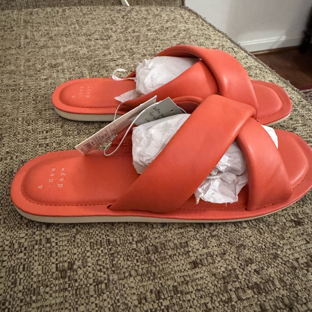 a new day (by Target) Women's Orange Slide Sandals Sz 9 NWT - Picture 5 of 5